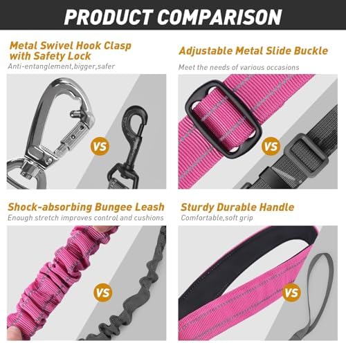 AUBELL Tactical Dog Leash Heavy Duty, 4-6ft No Pull Bungee Leash - Image 5
