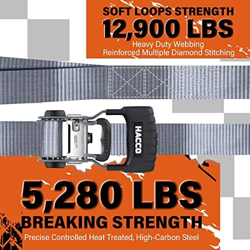 HACCOPLANET 1.6in Heavy Duty Ratchet Tie Down Straps 4PK - Image 5