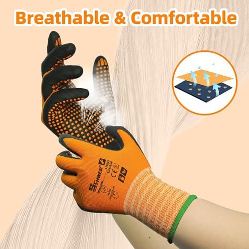 Schwer 3 Pairs Safety Work Gloves, MicroDot Abrasion & Grip - Image 4