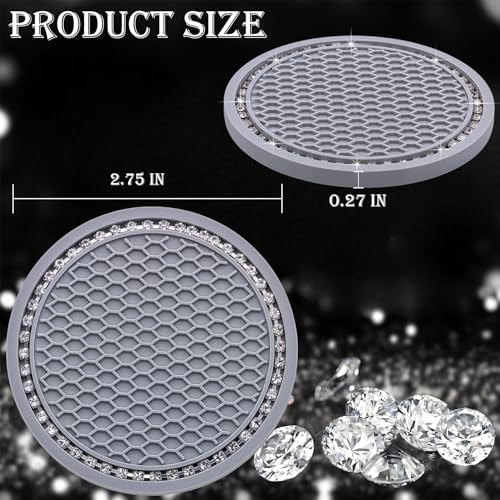2PCS Bling Cup Holder Coaster, 2.75 Inch Auto Car Cup Holder Insert Coasters - Image 2