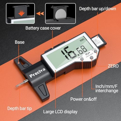 Preciva Tire Tread Depth Gauge & Brake Lining Gauge Set, Digital Tire Depth - Image 4