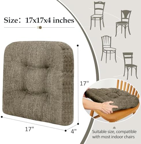 downluxe Chair Cushions for Dining Chairs 2 Pack, Tufted Indoor Chair Pads - Image 4