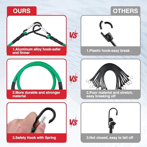 WORKPRO 24" Bungee Cords with Hooks, 4 Pack Heavy Duty Outdoor Bungee Strap - Image 3