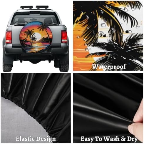 Rv Spare Tire Cover Wheel Sunset Palm Beach Tire Covers Wheel Protectors - Image 4