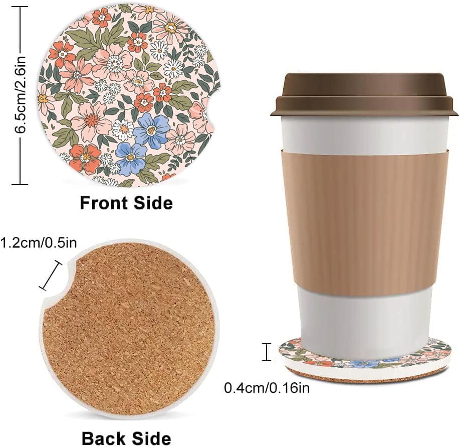 Absorbent Car Cupholder Coaster 2 Pack, Cute Car Coasters - Image 2