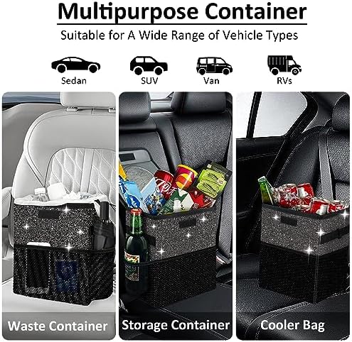 Cute Mini Car Trash Bag with Lid, Glitter Garbage Can Bin Hanging - Image 5