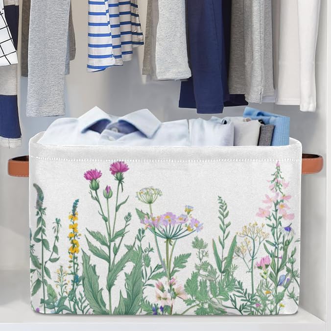 Pardick 2Pack Herbs and Wild Flowers Large Collapsible Storage Bins, Colorful - Image 4
