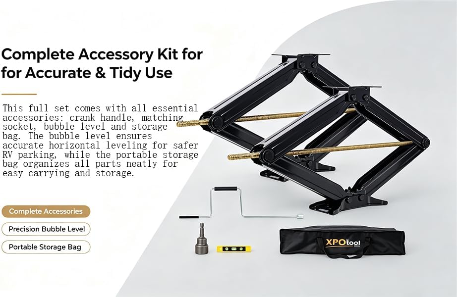 10000 lbs RV Scissor Jacks, 30 Inch Adjustable RV Stabilizer Leveling Jacks Set - Image 4