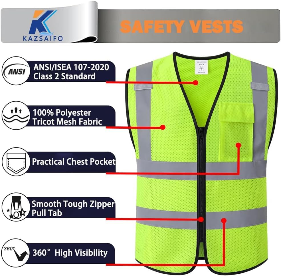 Hi Vis Reflective Safety Vest for Men Women - Image 3