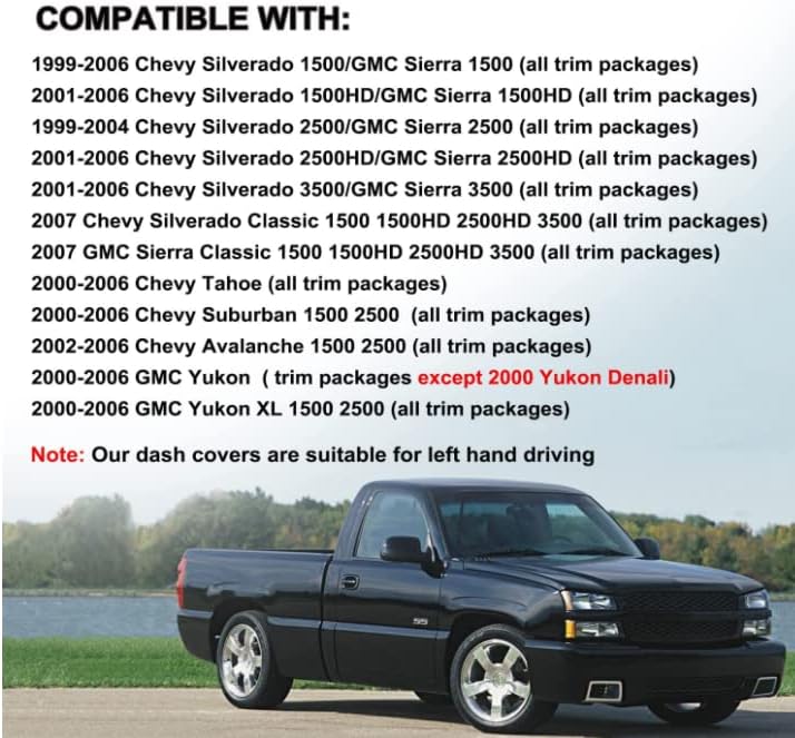 Yiz Dash Cover Mat for 1999-2006 GMC Sierra/Chevy SilveradoY55 - Image 3