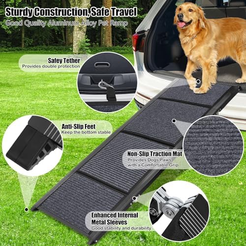 GaliGali Dog Ramp for Car Portable Folding Pet Stair 62" Long & 17.3" Wide - Image 2