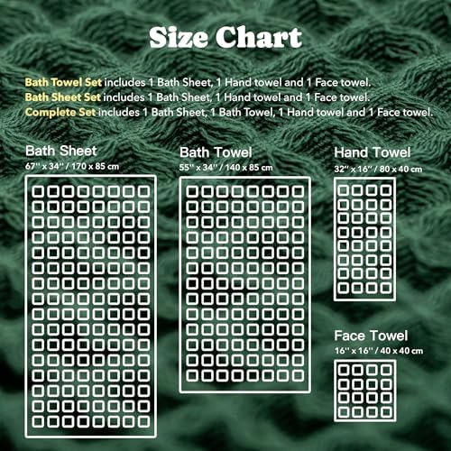 Luxury Organic Japanese Cotton Waffle Bath Towel | Thick, Quick Dry Bathroom - Image 6