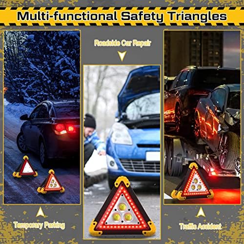 Huquary 3 Pack LED Emergency Triangle, Rechargeable Flashing Warning - Image 6
