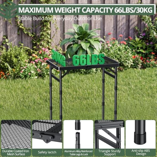 EYPINS Folding Grill Table, 3-Height Camping Table, Heat-Resistant Mesh Top - Image 5