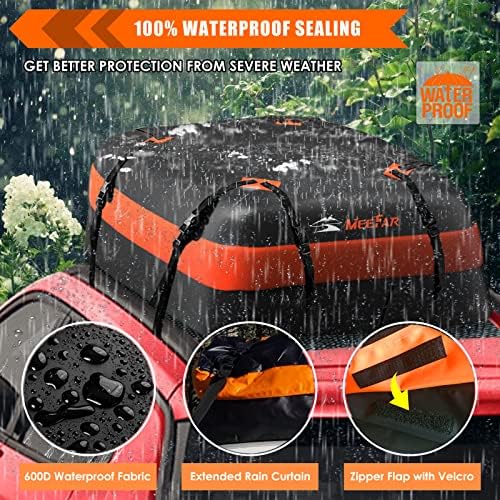 Car Roof Bag Rooftop Cargo Carrier Bag Waterproof 15 Cubic Feet roof Cargo - Image 7
