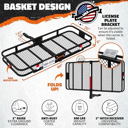 Mockins 500 Lb Capacity Steel Trailer Hitch Cargo Carrier - Image 2