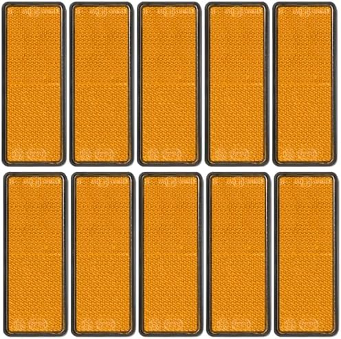 10 Pack Yellow Reflectors Self-Adhesive Rectangular, Quick Mount by FajerminArt