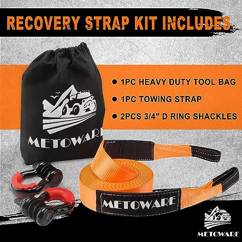 METOWARE Heavy Duty Tow Strap Recovery Kit - Image 6
