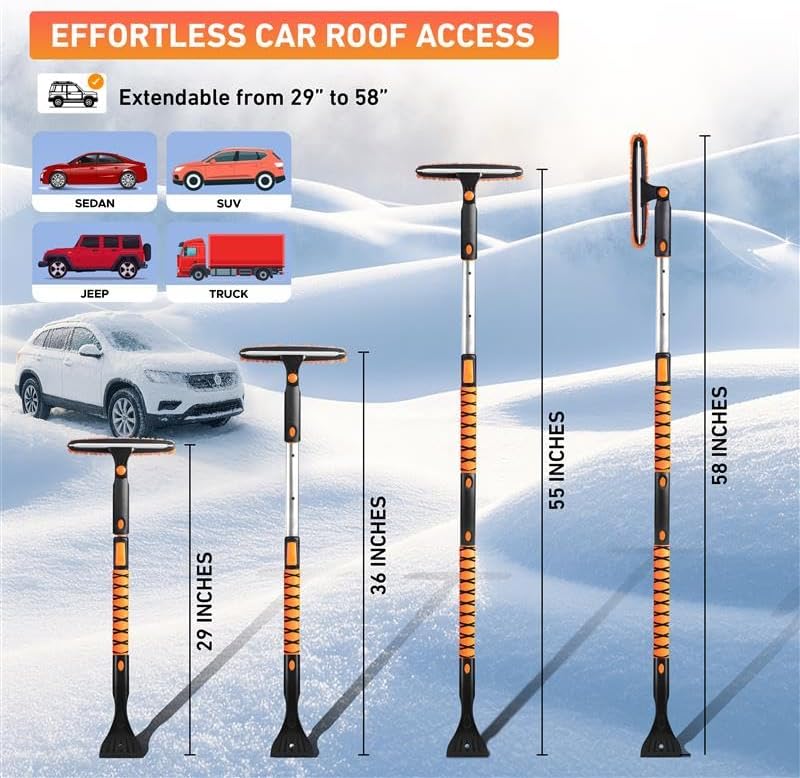 EcoNour 55" Telescopic Snow Brush and Ice Scraper - Image 2