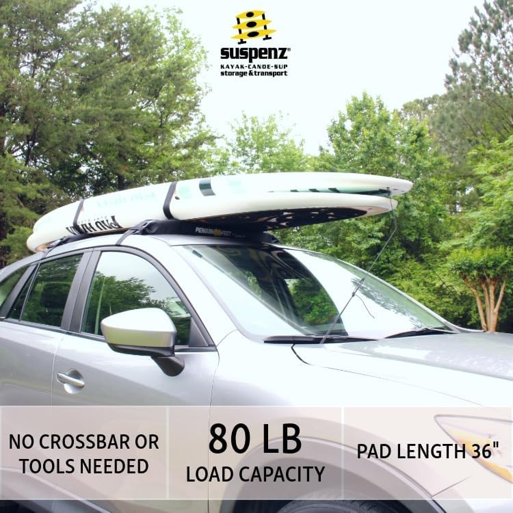 Suspenz Soft Roof Rack Pads for Kayak, Surfboards, Tie-Down Straps Included - Image 2