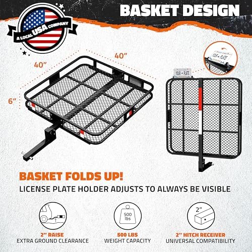 Mockins Square Trailer Hitch Cargo Carrier & 30 Cu Ft Waterproof Cargo Bag - Image 2