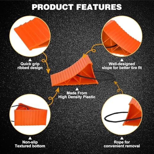 PAHTTO Wheel Chocks, 4 Pack Heavy Duty Wheel Chocks - Image 3