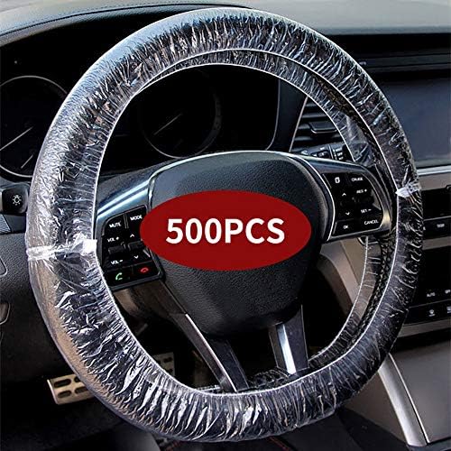 ICWEIMEI 500PCS Universal Disposable Steering Wheel Cover Plastic Transparent - Image 2