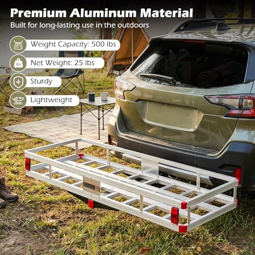 Goplus Hitch Cargo Carrier, Aluminum Hitch Mount Cargo Basket - Image 3