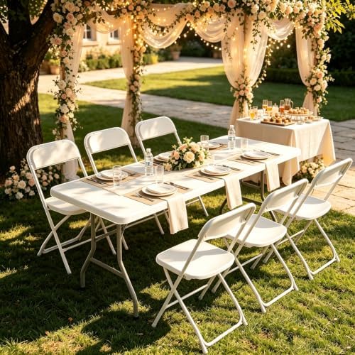 Portable 7-Piece 8 Feet Folding Table and Chairs Set - Image 2