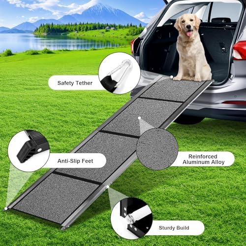 71''x 20'' Dog ramp for Car, Dog Ramps for Large Dogs, Folding Outdoor Dog - Image 2