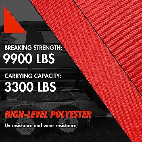 Car Tie Down Straps for Trailers, 4 Pack 2" x 96" Tire Straps, Flat Hooks - Image 5