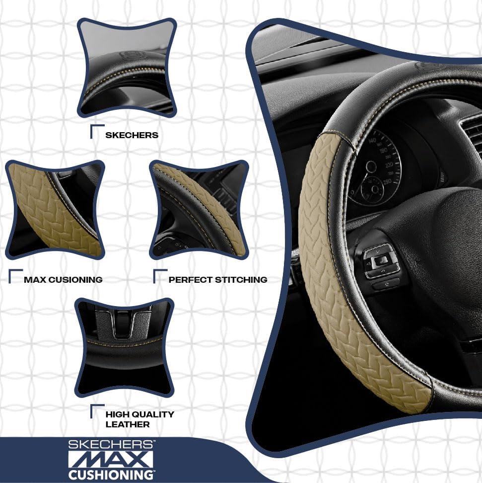 Skechers Steering Wheel Cover, Max Cushioning Leather Steering Wheel Cover - Image 3