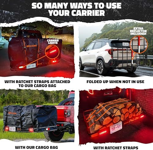 Mockins 72"x36"x6" XXL Folding Trailer Hitch Cargo Carrier w/ 500 Lbs. Cap - Image 4