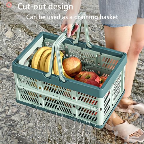 Collapsible Plastic Storage Crate - 32L Folding Organizer Basket Portable - Image 3