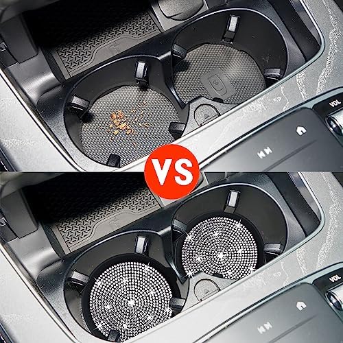Amooca 2-Pack Car Cup Holder Coaster Bling Crystal Rhinestone Car Interior - Image 3