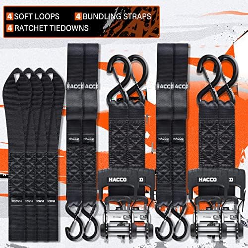 HACCOPLANET 1.6in Heavy Duty Ratchet Tie Down Straps 4PK - Image 4