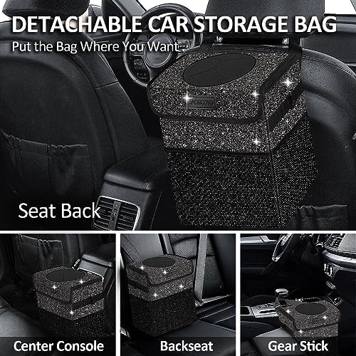 Cute Mini Car Trash Bag with Lid, Glitter Garbage Can Bin Hanging - Image 3