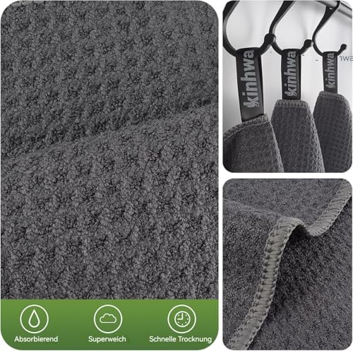 KinHwa Waffle Microfiber Dish Cloths Gray Kitchen Towels, Washcloths - Image 3