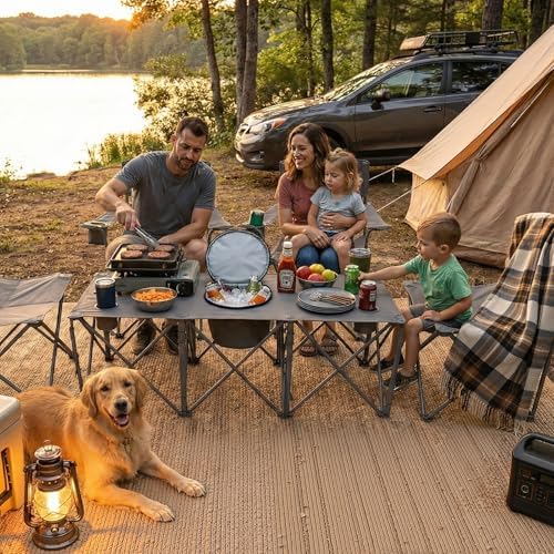 Colorsoul 5 Pcs Camping Chair Set w/Table, Outdoor Folding Chairs - Image 2