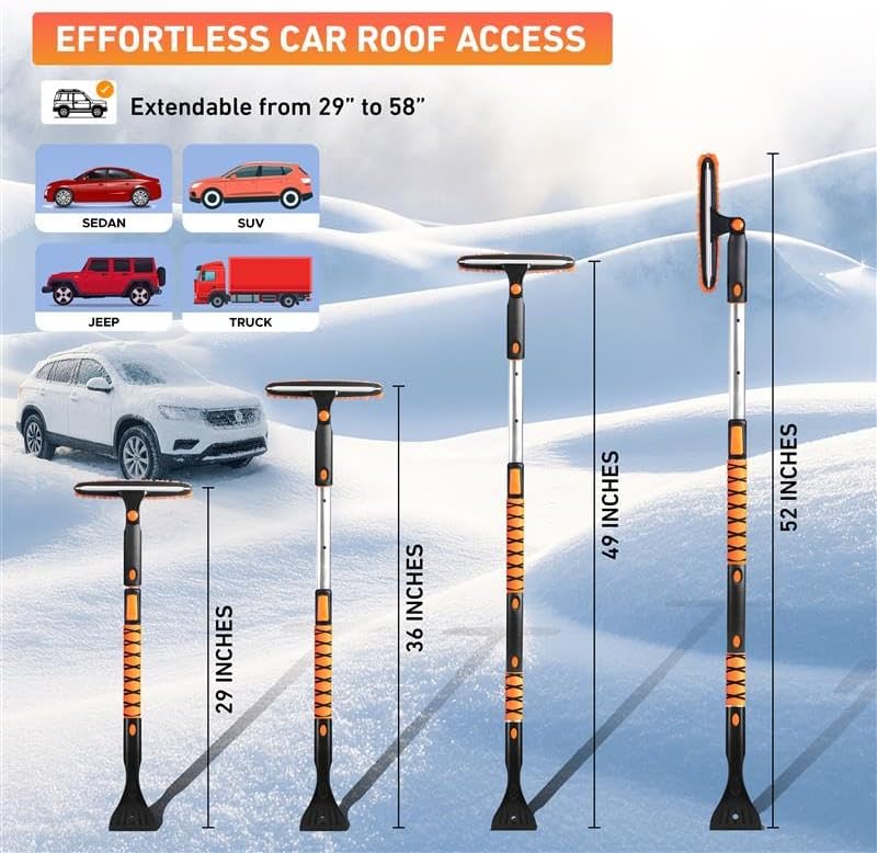 EcoNour 49" Extendable Squeegee Snow Brush and Ice Scraper - Image 5