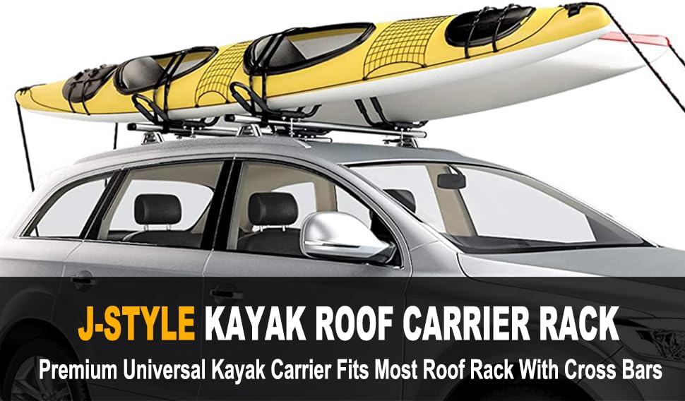 Aluminum J-Bar Rack Universal Kayak Roof Rack Canoe Boat Surf Ski Carrier Roof - Image 4